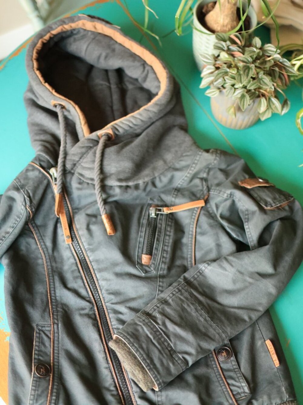 Very Rare Naketano Jacket Sz S Grey Asymetric Zip Like New - Picture 4 of 15